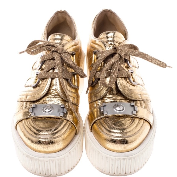 CHANEL Shoes 10 Chanel Gold Platform Sneakers Poshmark